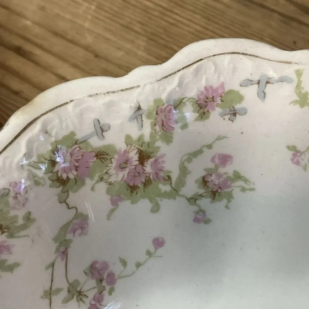 Antique Homer Laughlin HUDSON 2 Serving Bowls With 1 Under Plate Floral Pattern